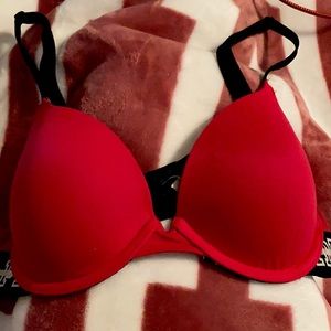 VS pink Bright Red Bra